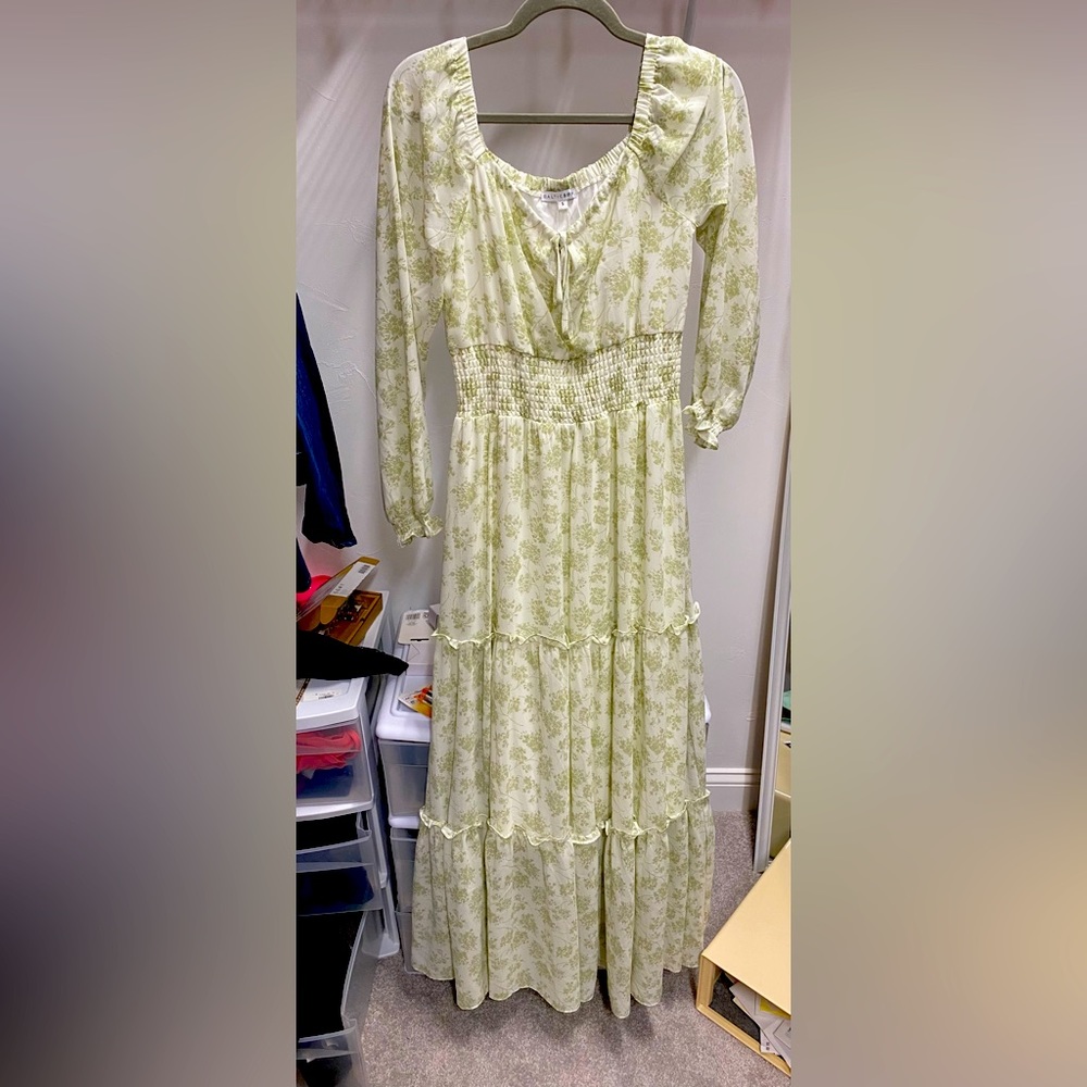 Baltic Born Green Ruffled Tiered Maxi Dress